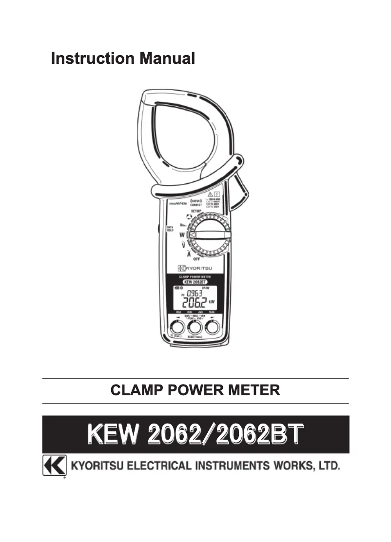 Page 1 de la notice Manuel utilisateur Kyoritsu KEW 2062