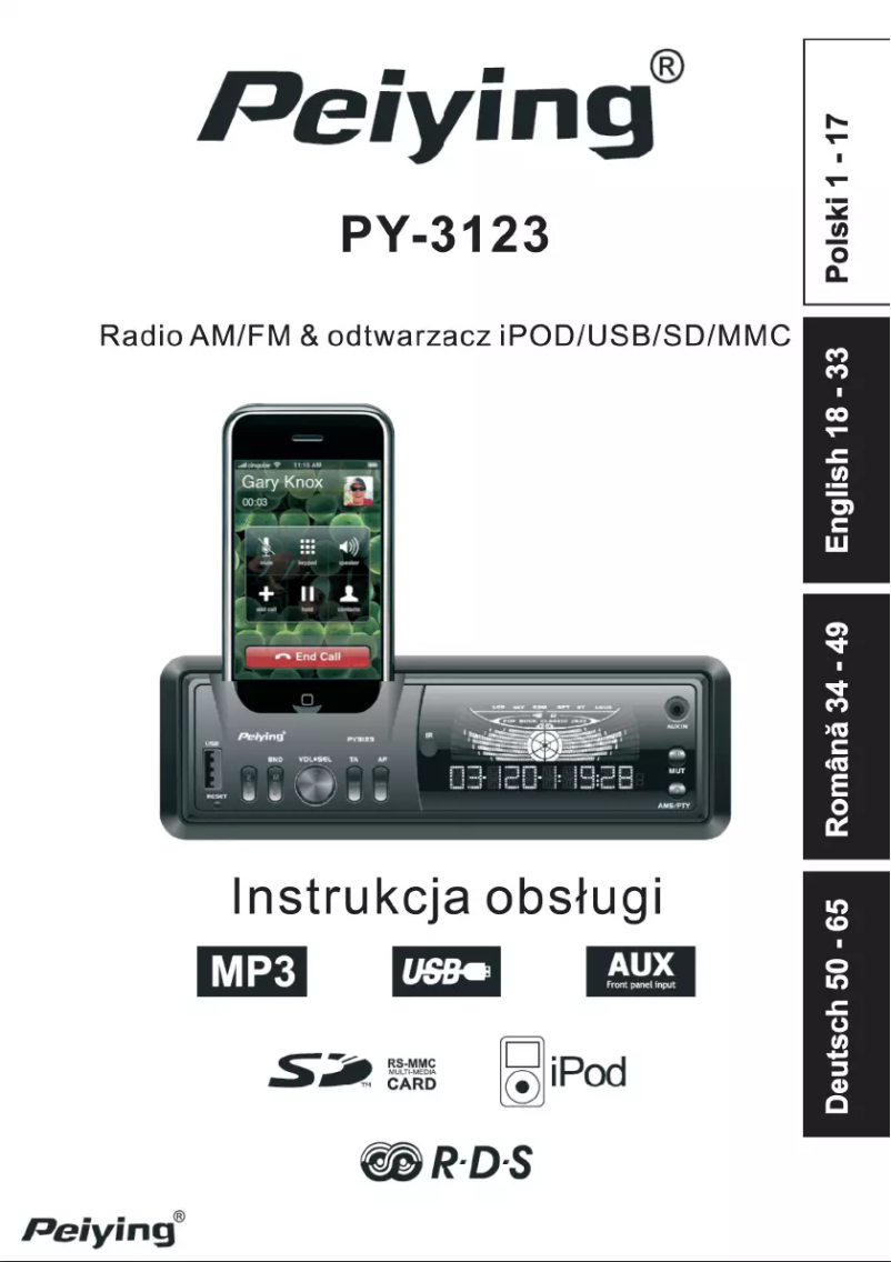 Page n°1 - Manuel utilisateur Peiying PY-3123