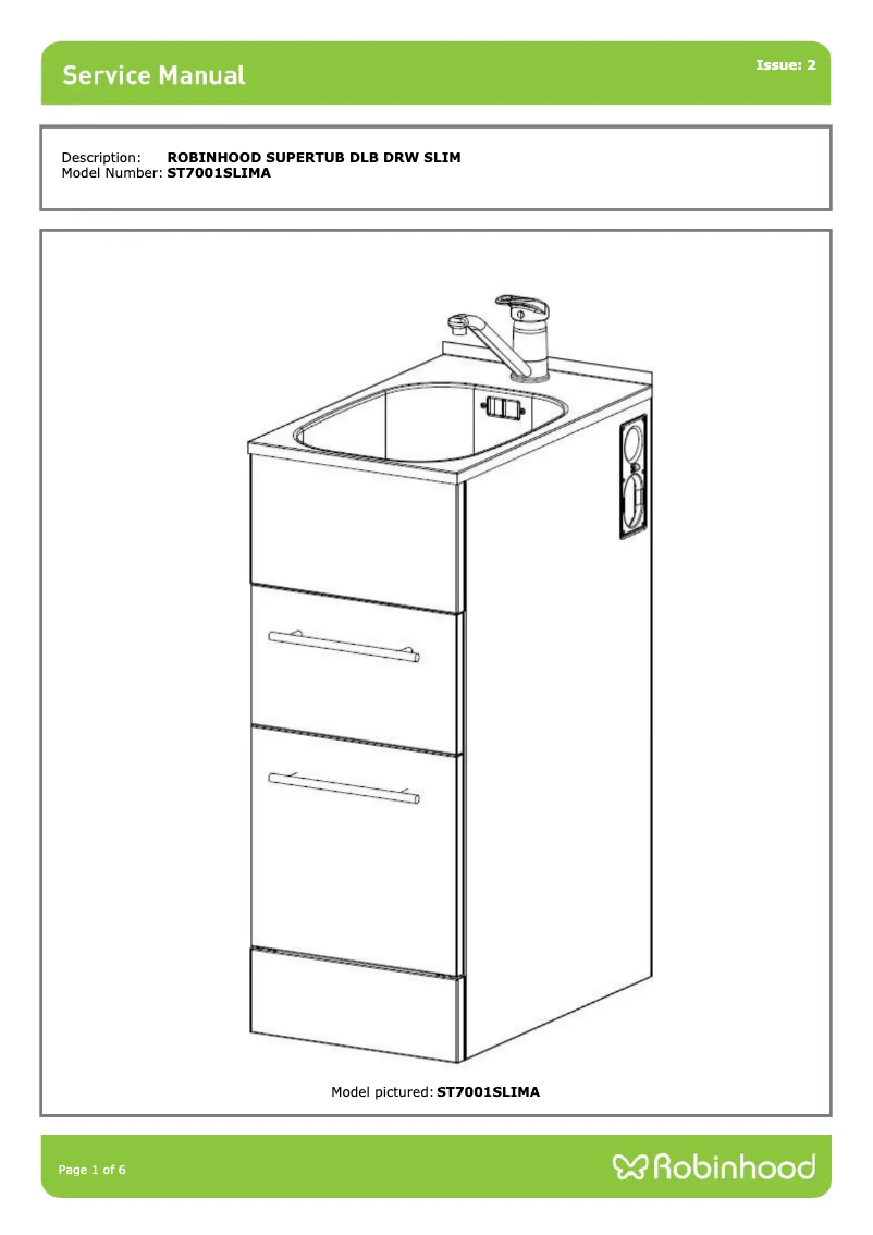 Page 1 de la notice Fiche technique Robinhood ST7001SLIMA