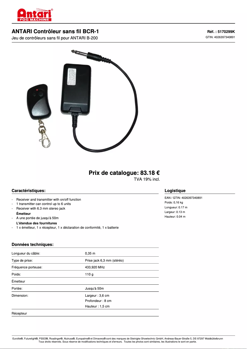Image de la première page du manuel de l'appareil BCR-1