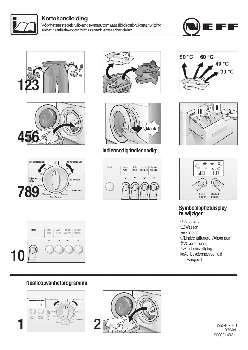 Page 1 de la notice Manuel utilisateur Neff W5340X0EU