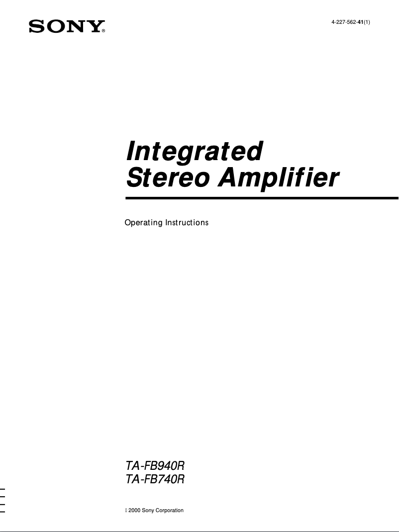 Page n°1 - Manuel utilisateur Sony TA-FB940R