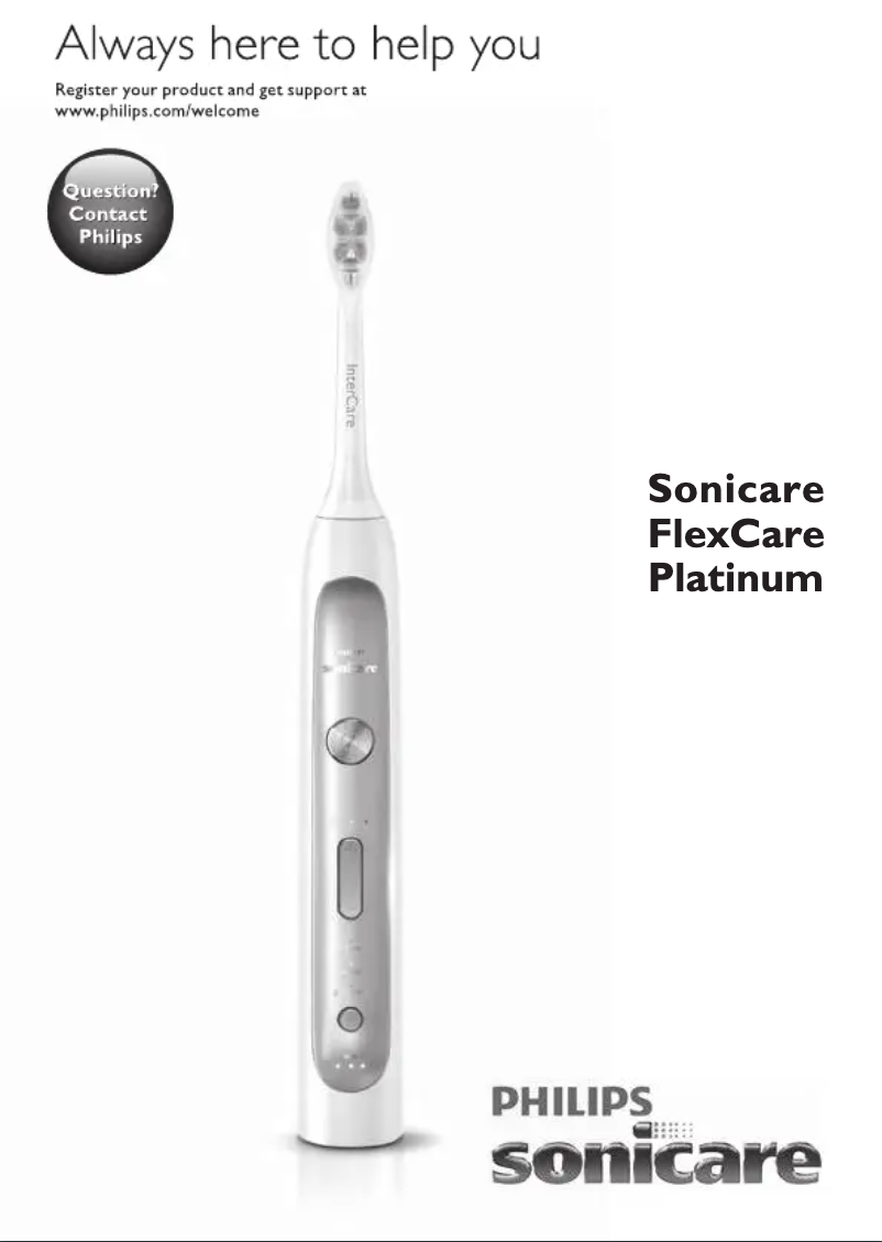 Imagen de la primera página del manual del dispositivo Sonicare FlexCare Platinum HX9112
