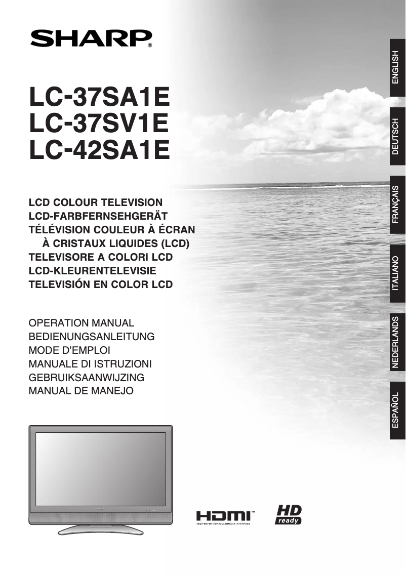 Image de la première page du manuel de l'appareil LC-37SV1E