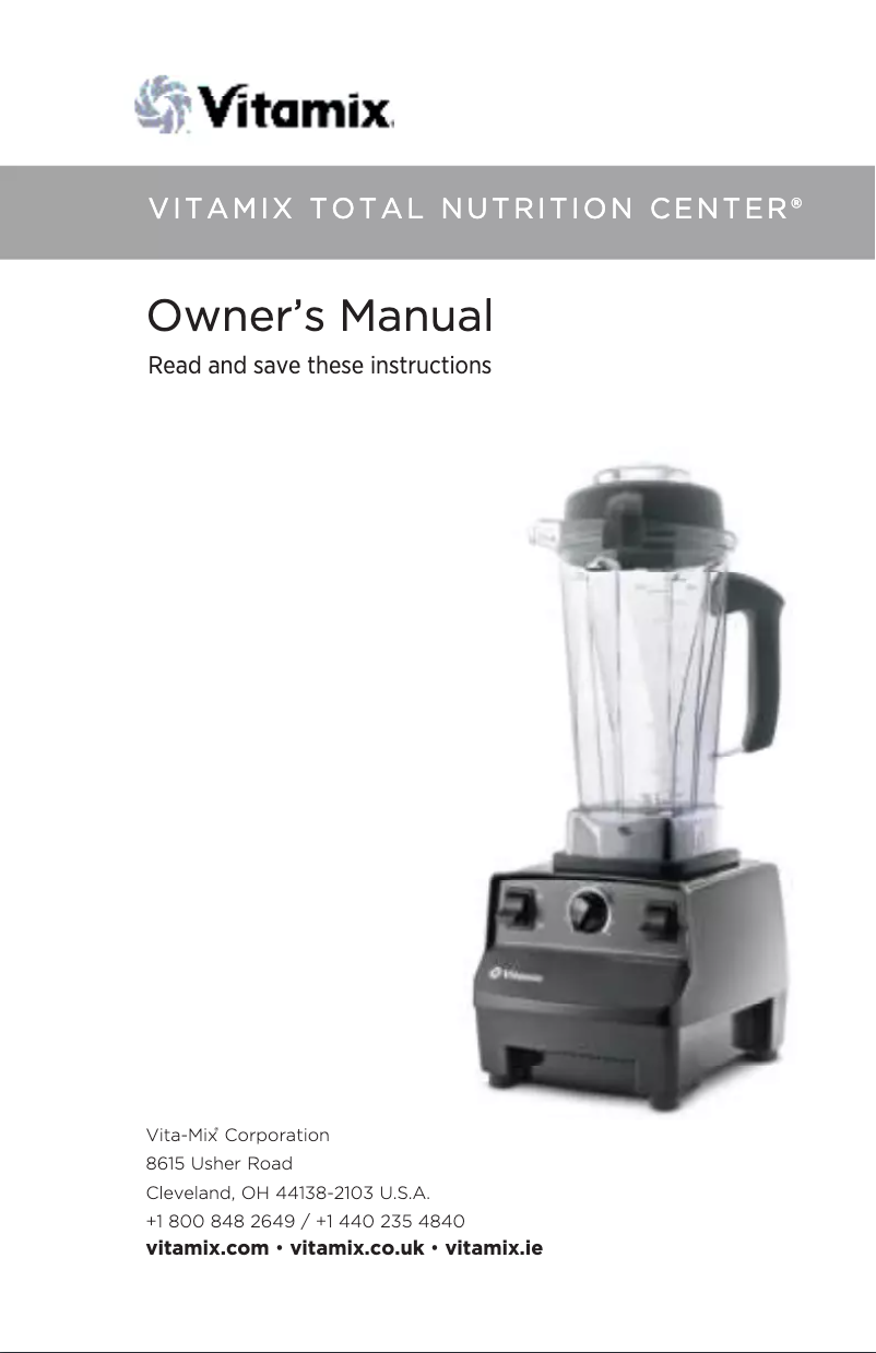 Image de la première page du manuel de l'appareil Total Nutrition Center