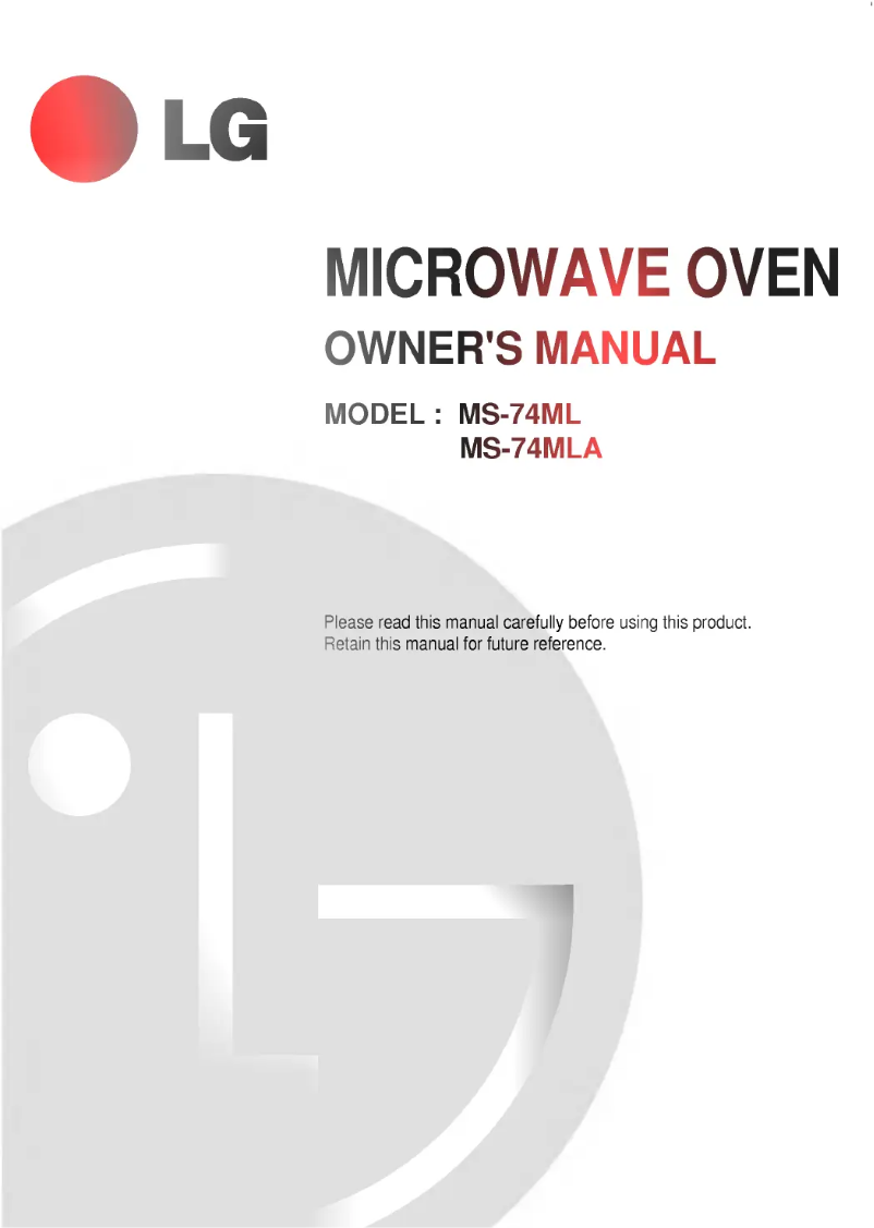 Page 1 de la notice Manuel utilisateur LG MS-74ML