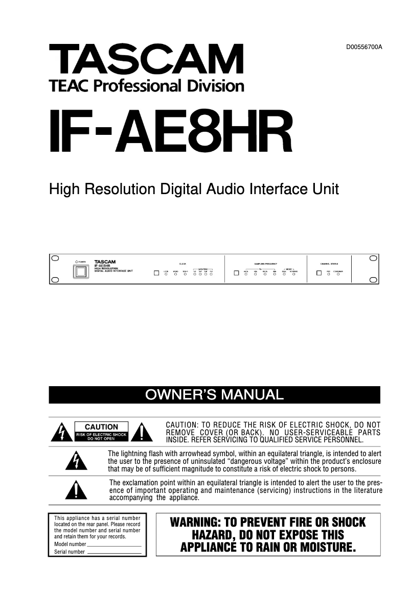 Image de la première page du manuel de l'appareil IF-AE8HR
