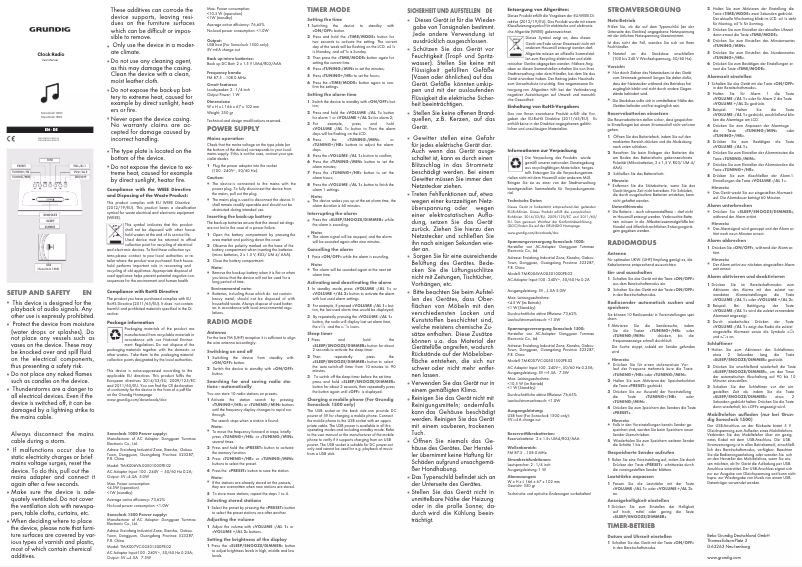 Image de la première page du manuel de l'appareil Sonoclock 1500