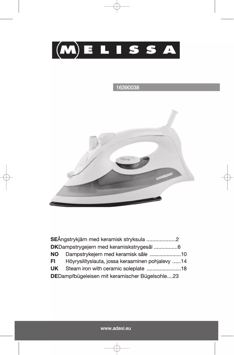 Page n°1 - Manuel utilisateur Melissa 16390038