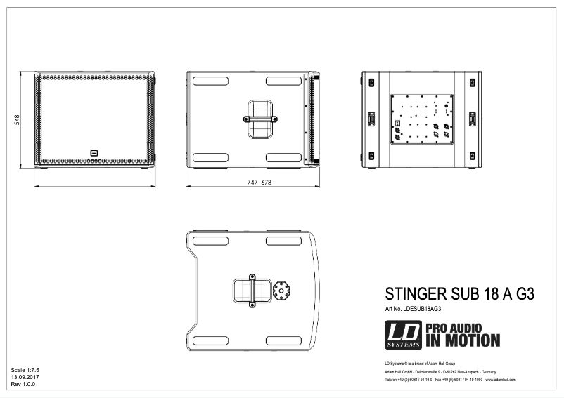 Page 1 de la notice Fiche technique LD Systems Stinger Sub 18A G3