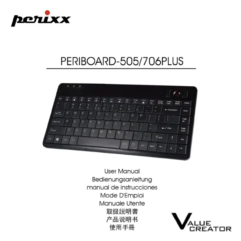 Page 1 de la notice Manuel utilisateur Perixx Periboard-706 PLUS