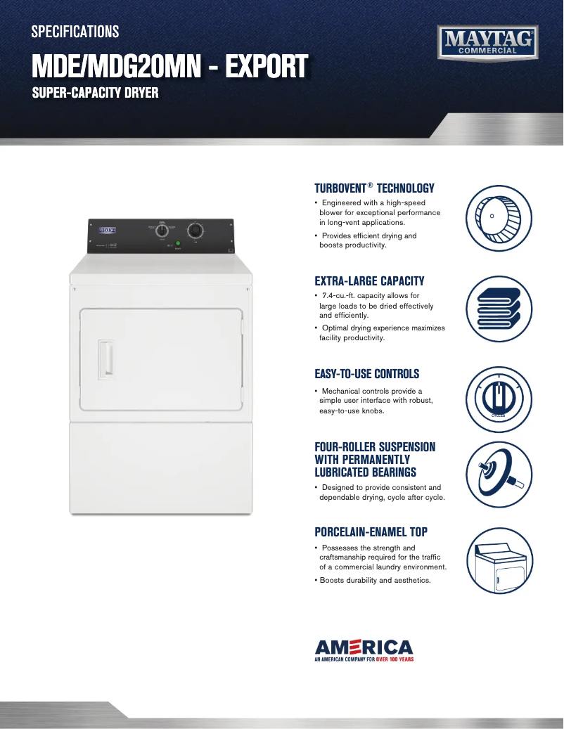 Page 1 de la notice Fiche technique Maytag MDG20MNB
