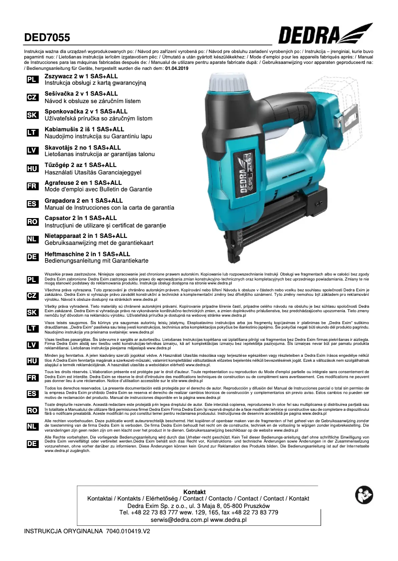 Page 1 de la notice Manuel utilisateur DEDRA DED7055