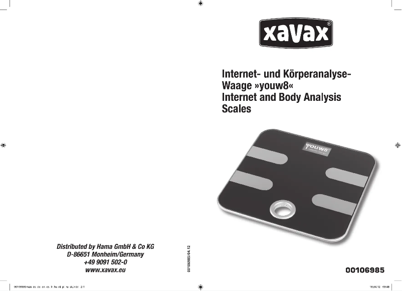 Page n°1 - Manuel utilisateur Hama youw8