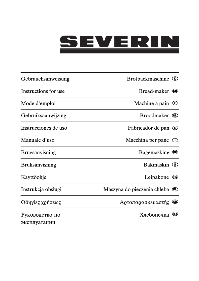 Page n°1 - Manuel utilisateur Severin BM 3989