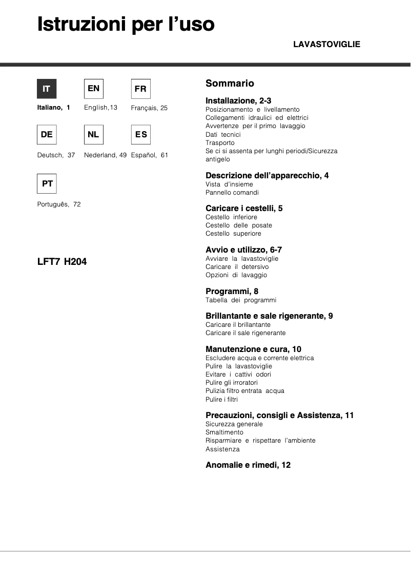 Image de la première page du manuel de l'appareil LFT7 H204 HX