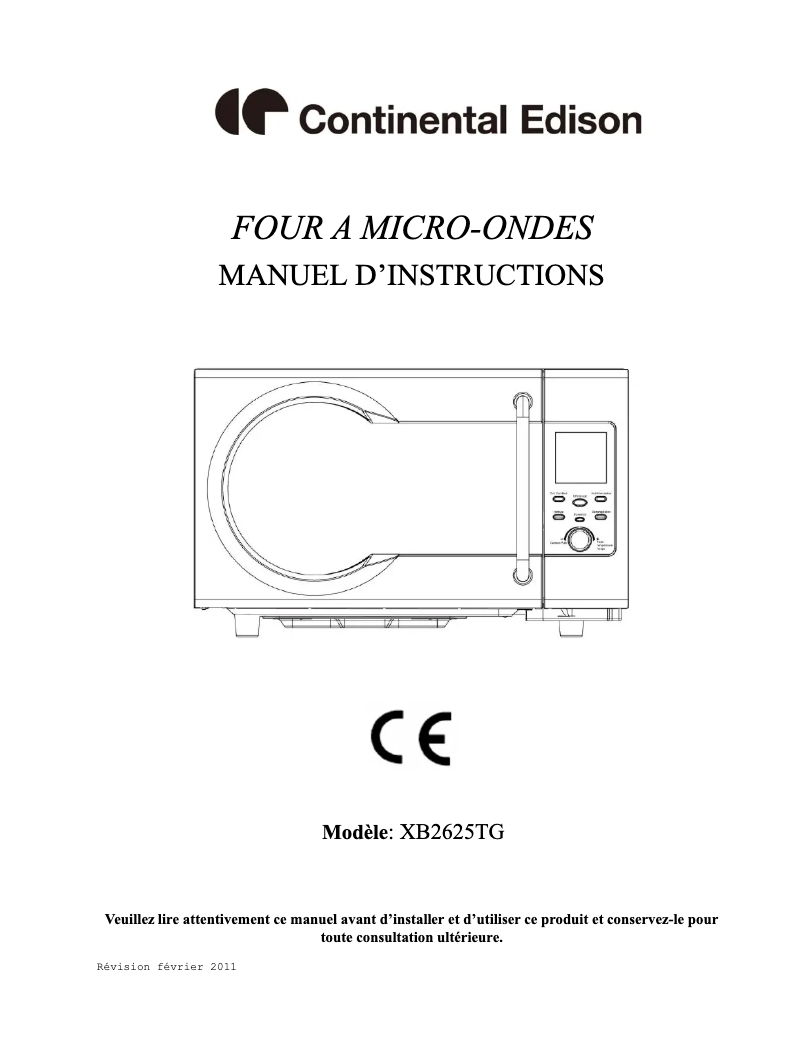 Page 1 de la notice Manuel utilisateur Continental Edison XB2625TG
