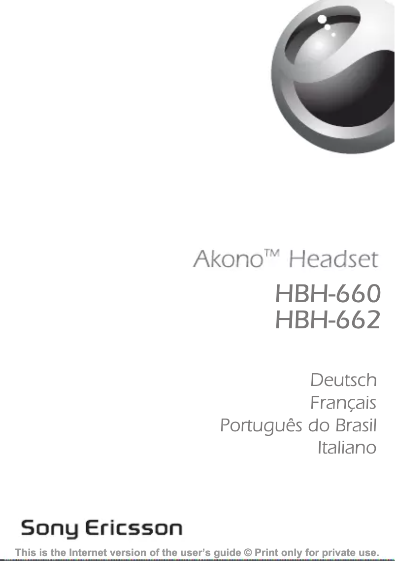 Page 1 de la notice Manuel utilisateur Sony Ericsson Akono HBH-662