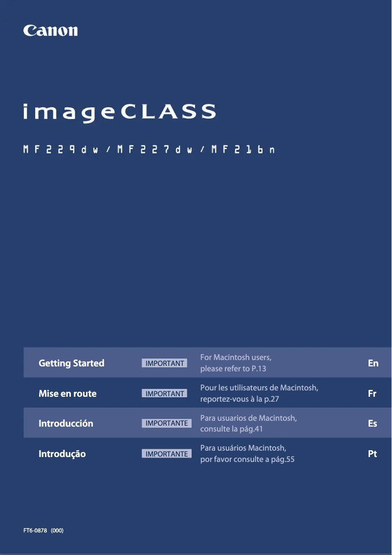 Image de la première page du manuel de l'appareil imageCLASS MF216n