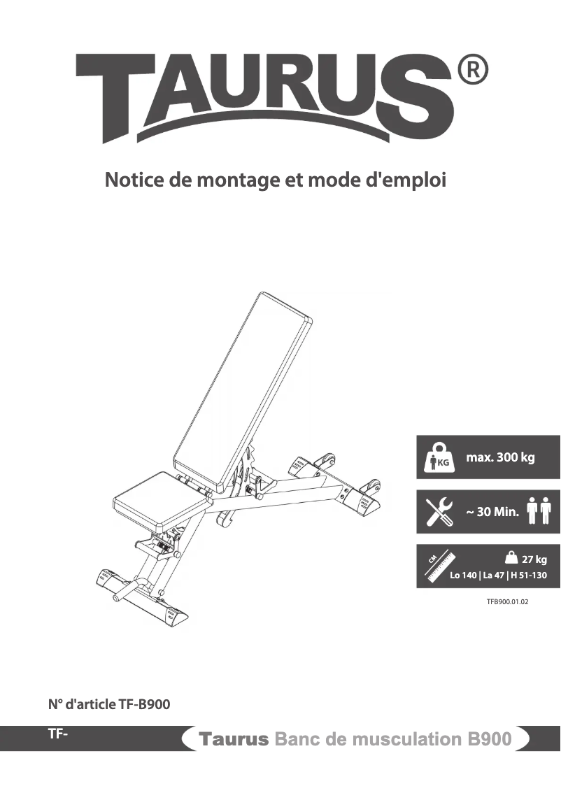 Page 1 de la notice Manuel utilisateur Taurus B900