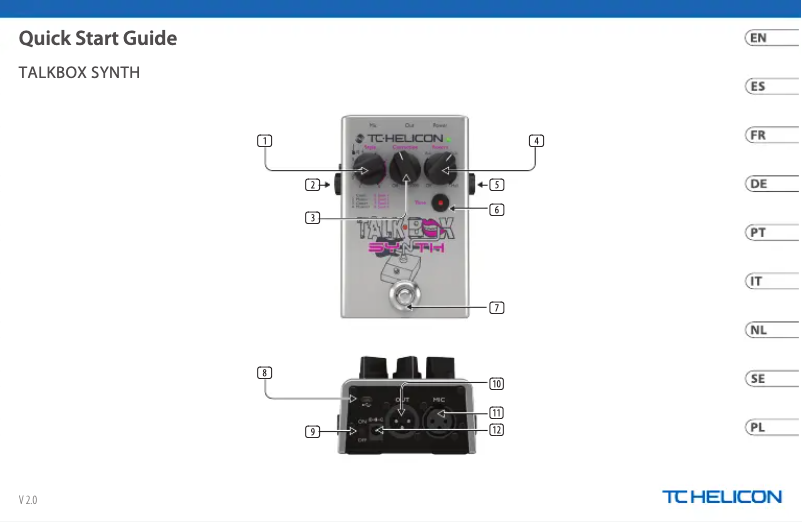 Página 1 del manual Guía de inicio rápido TC Helicon Talkbox Synth