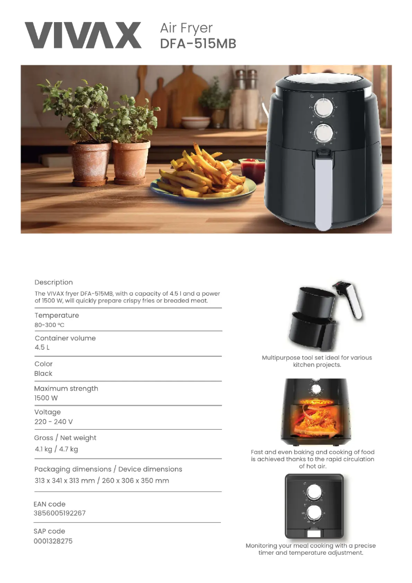 Página 1 del manual Ficha técnica Vivax DFA-515MB