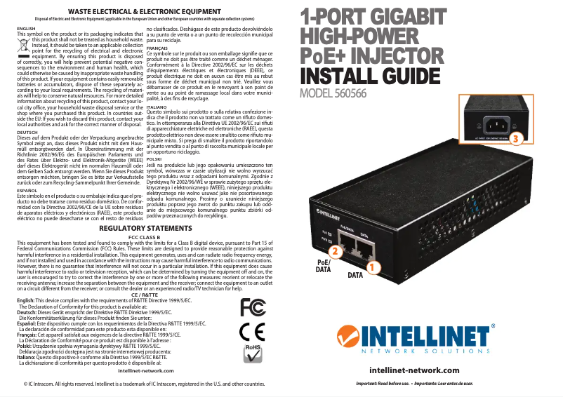 Page n°1 - Manuel utilisateur Intellinet 560566