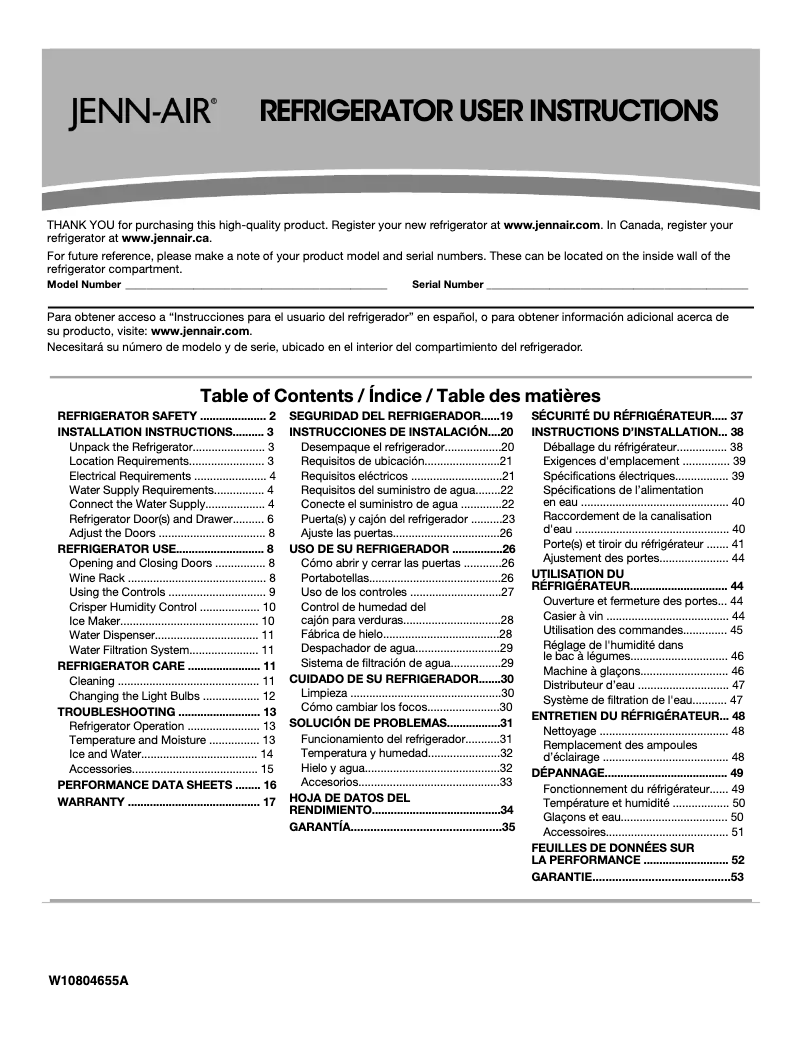 Image de la première page du manuel de l'appareil JFFCF72DKL