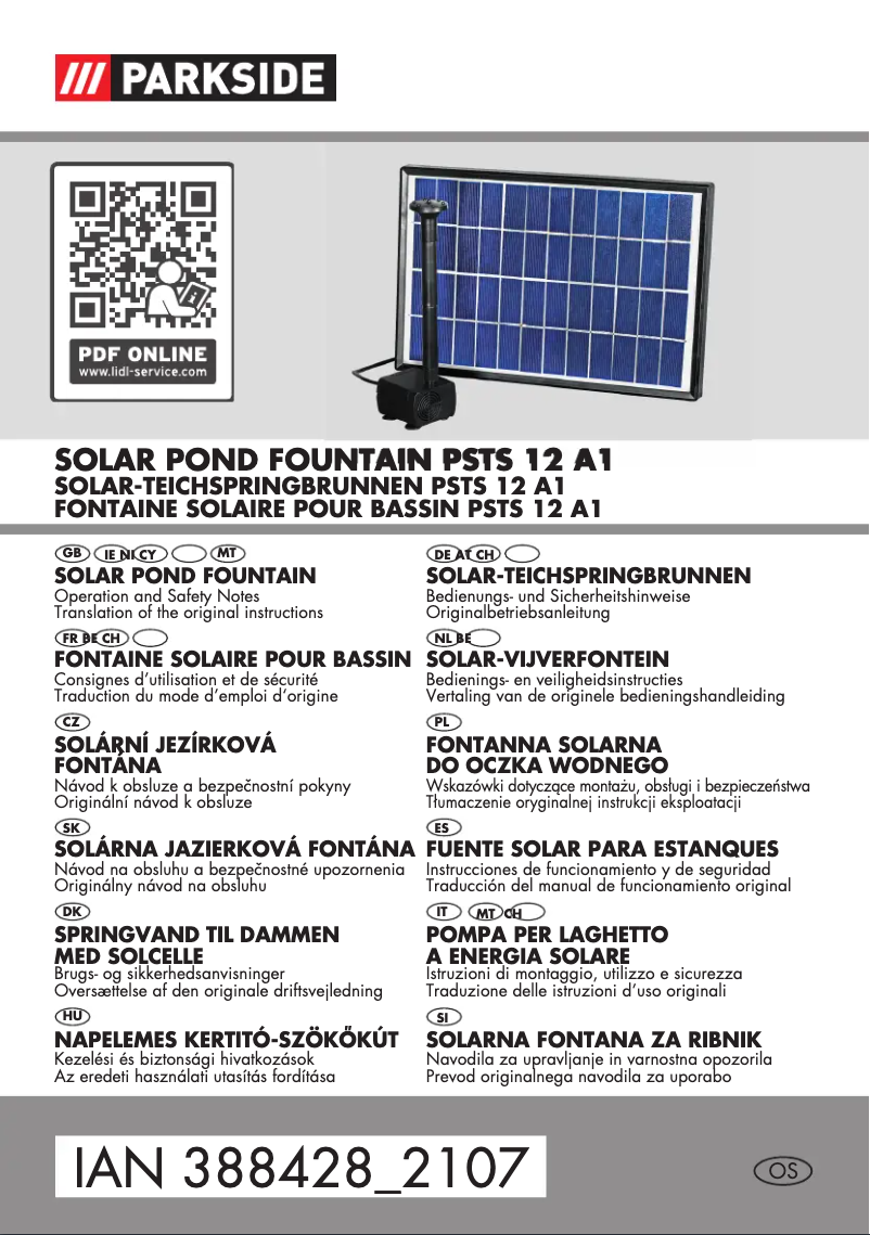 Page n°1 - Manuel utilisateur Parkside PSTS 12 A1