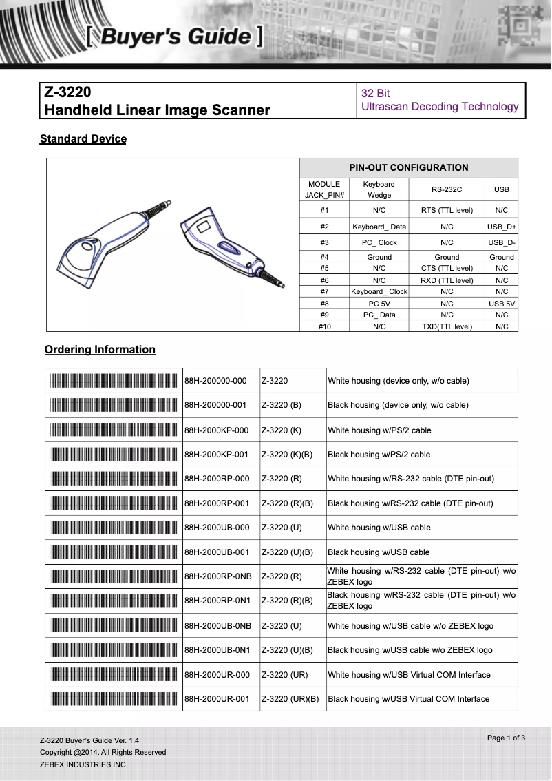 Page n°1 - Manuel utilisateur Zebex Z-3220