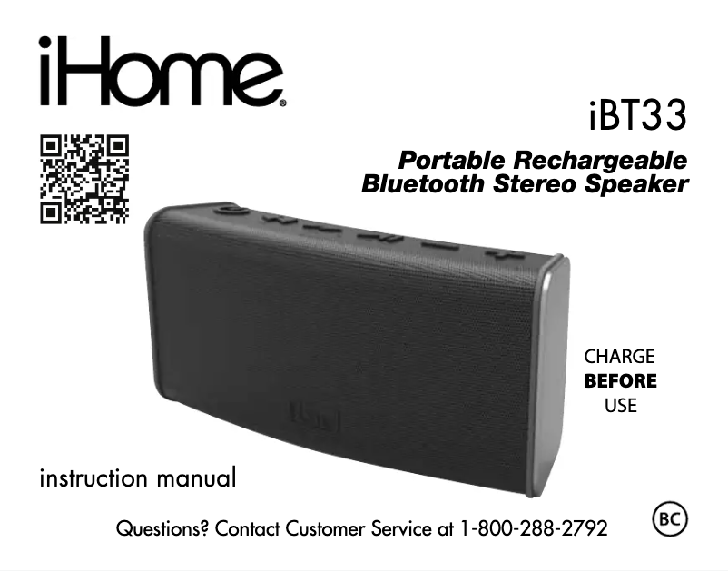 Page n°1 - Manuel utilisateur iHome IBT33