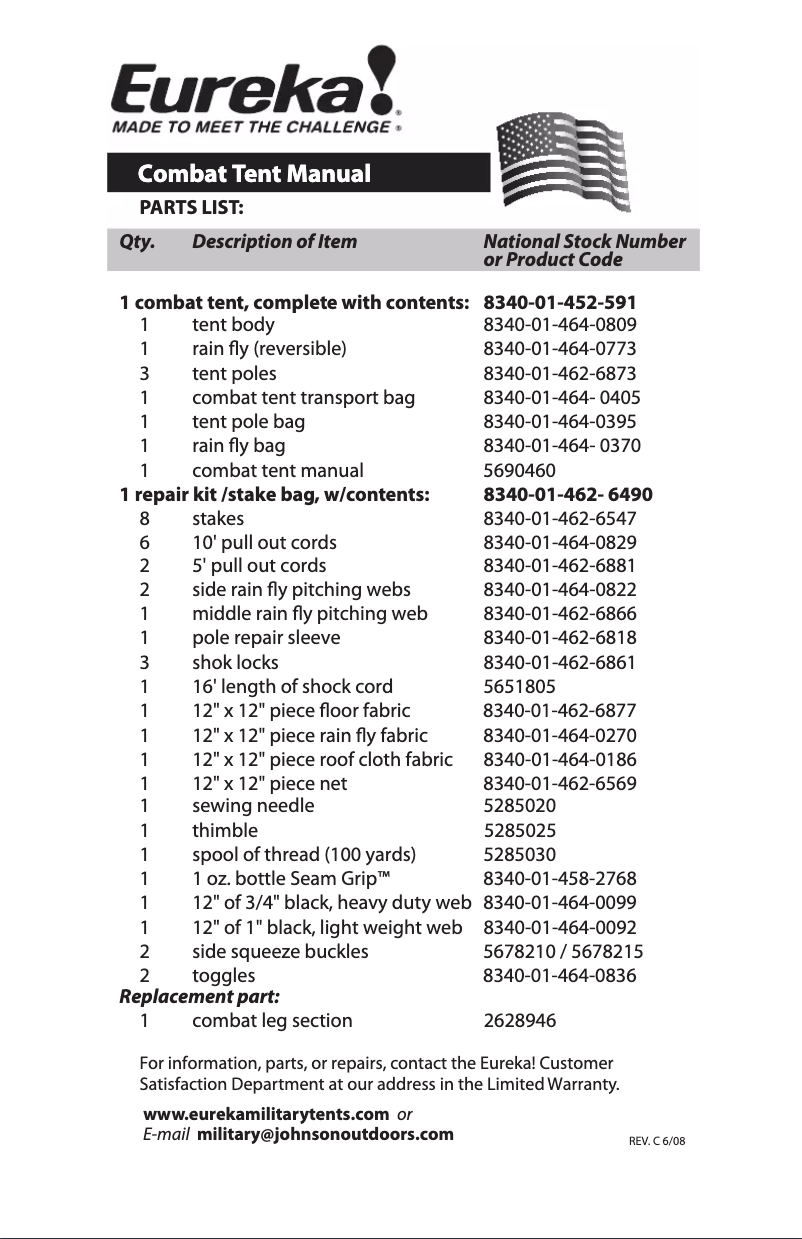 Page n°1 - Manuel utilisateur Eureka Combat