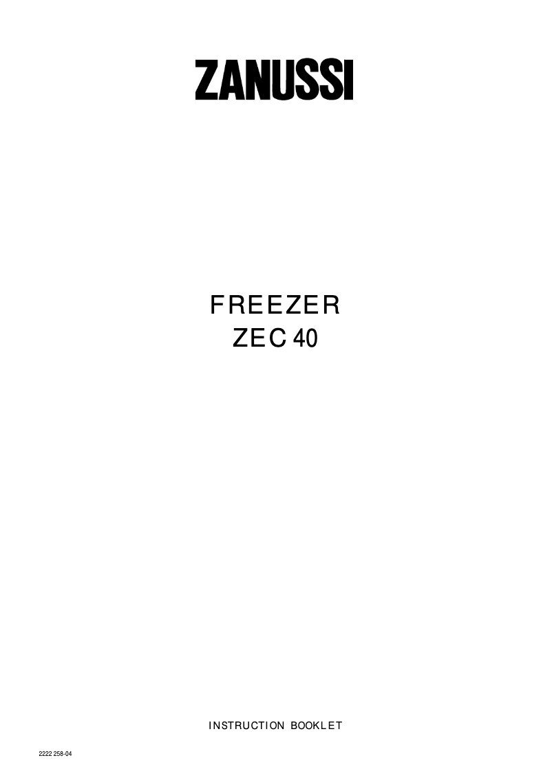Page 1 de la notice Manuel utilisateur Zanussi ZEC 40