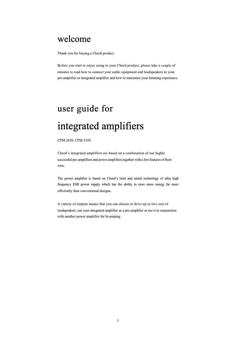 Page n°1 - Manuel utilisateur Chord CPM 3350