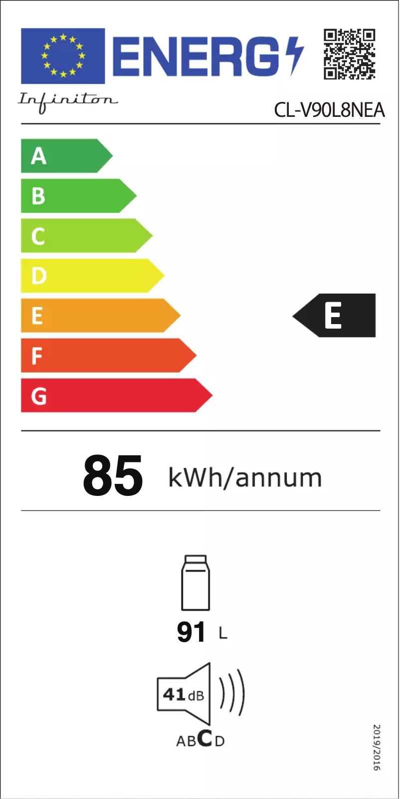Page n°1 - Label énergétique Infiniton CL-V90L8NEA