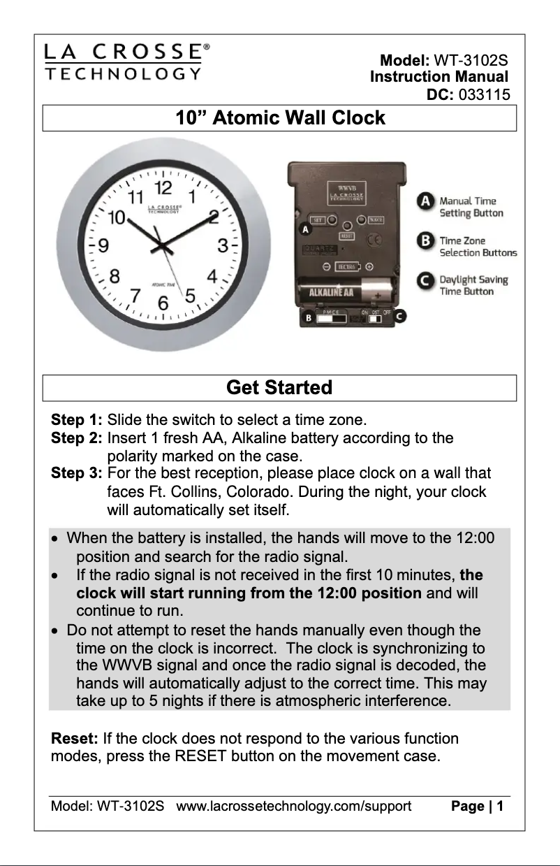 Page n°1 - Manuel utilisateur La Crosse Technology WT-3102S