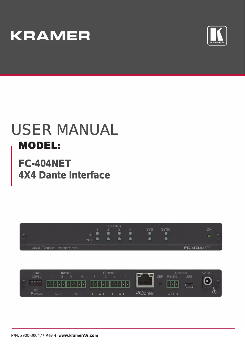Page n°1 - Manuel utilisateur Kramer FC-404Net