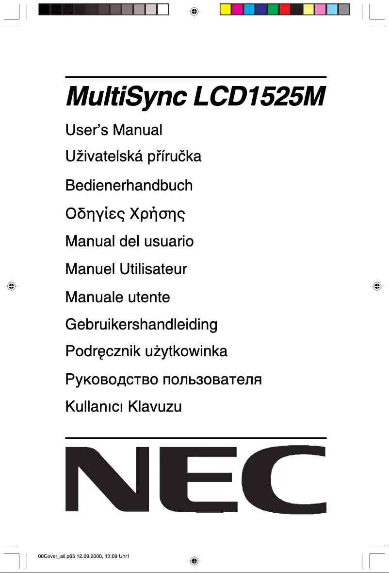 Page 1 de la notice Manuel utilisateur NEC MultiSync LCD1525MBK