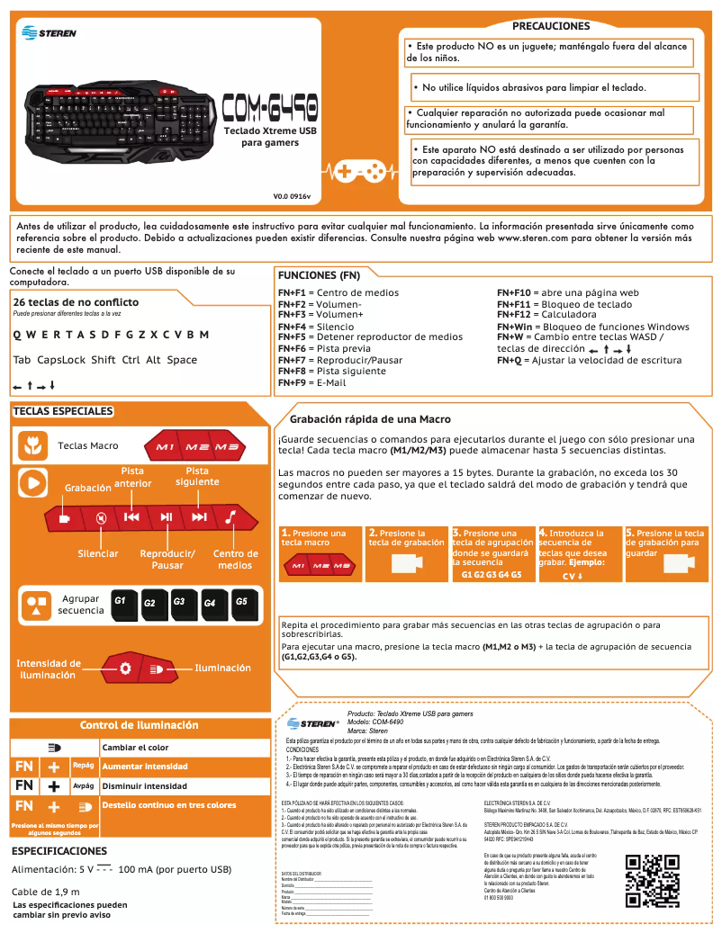 Page 1 de la notice Manuel utilisateur Steren COM-6490