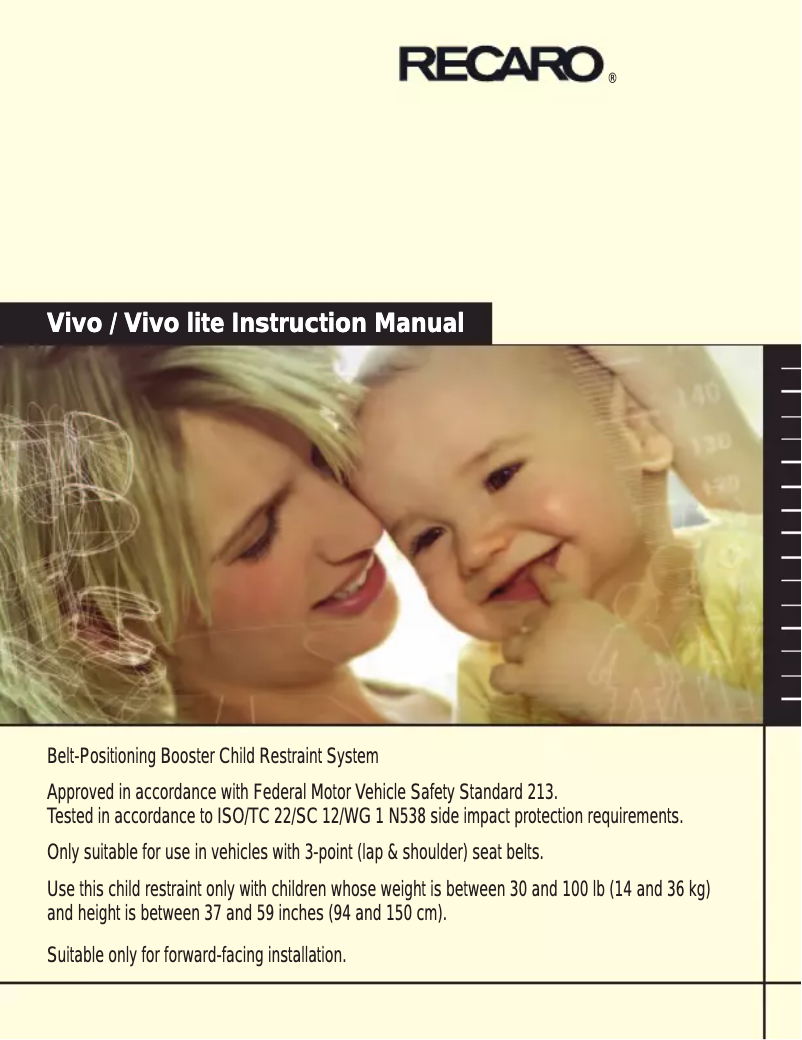 Page n°1 - Manuel utilisateur Recaro Vivo