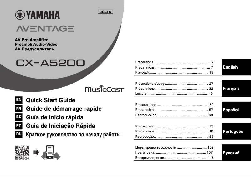 Page 1 de la notice Manuel utilisateur Yamaha MusicCast CX-A5200