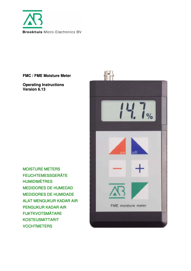 Page 1 de la notice Manuel utilisateur PCE Instruments FMC