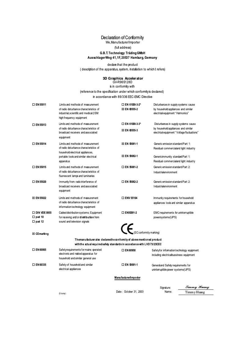 Page 1 de la notice Manuel utilisateur Gigabyte GV-R96S128D