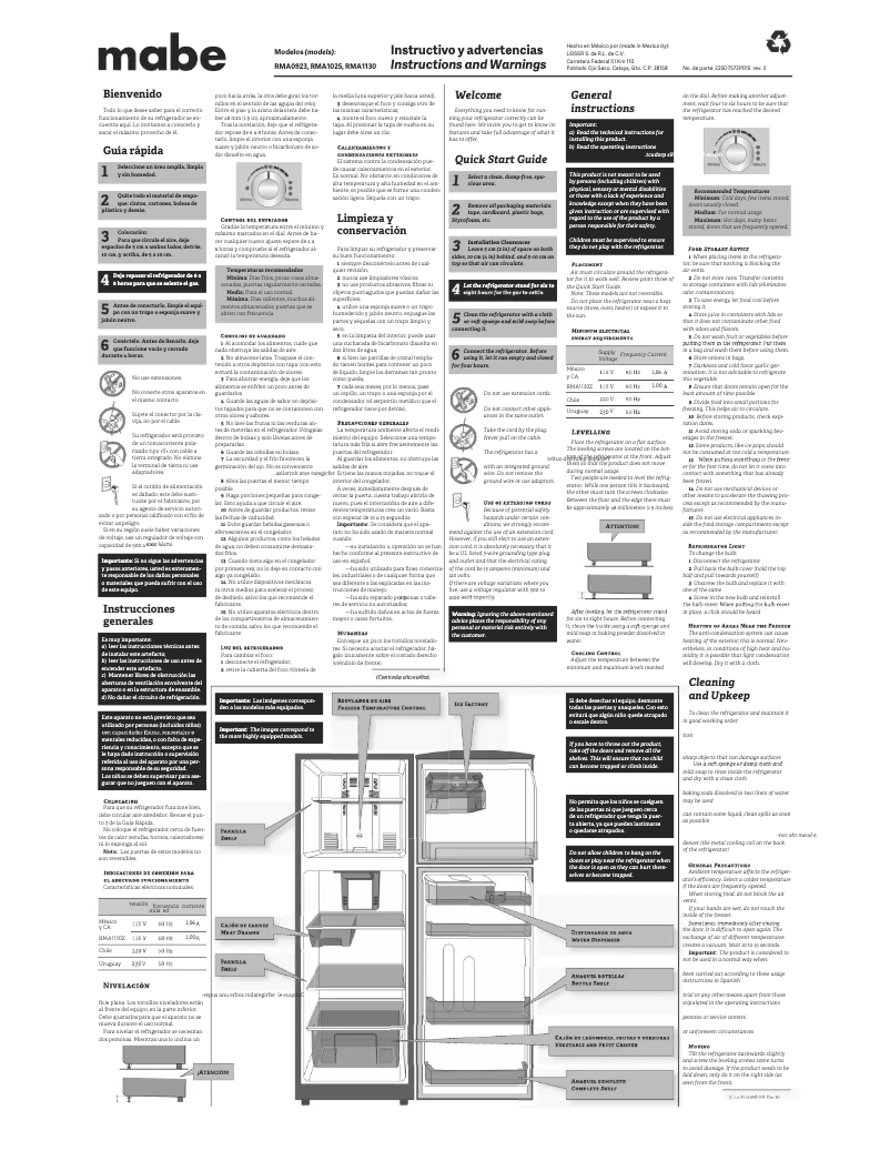 Image de la première page du manuel de l'appareil RMA1025VMXE0