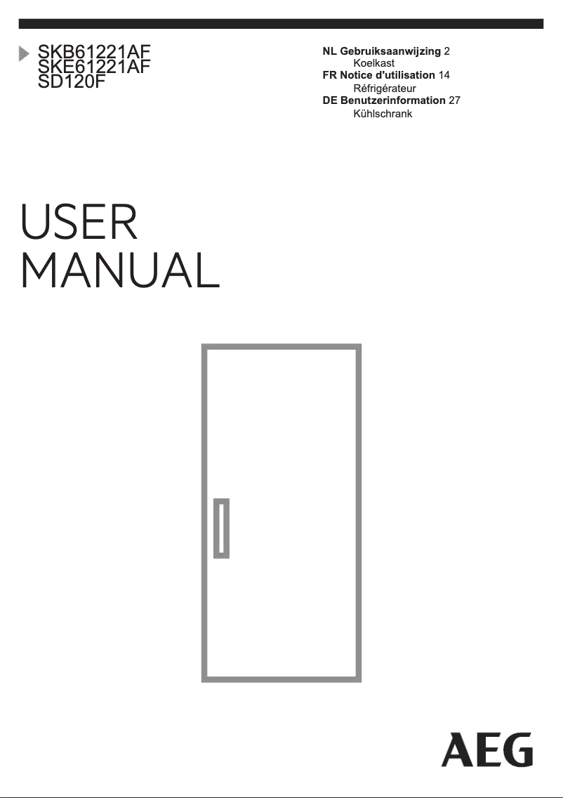 Page 1 de la notice Manuel utilisateur AEG SD120F