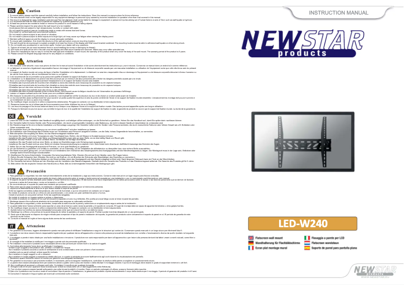 Page n°1 - Manuel utilisateur Newstar LED-W240