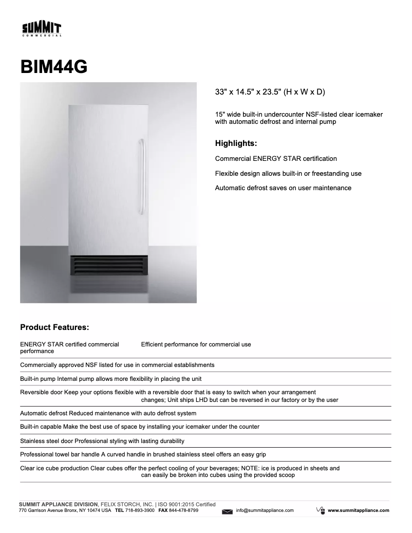 Page n°1 - Fiche technique Summit BIM44G