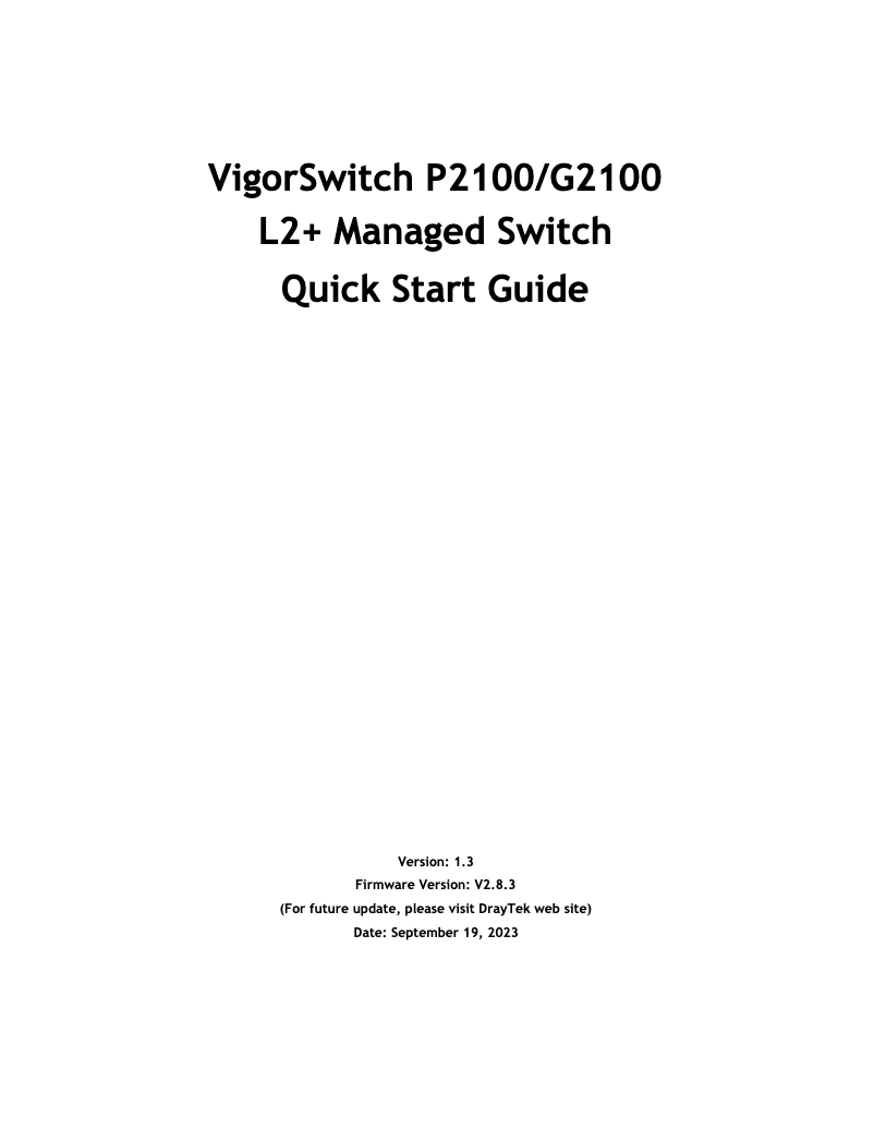Page 1 de la notice Guide de démarrage rapide Draytek VigorSwitch G2100