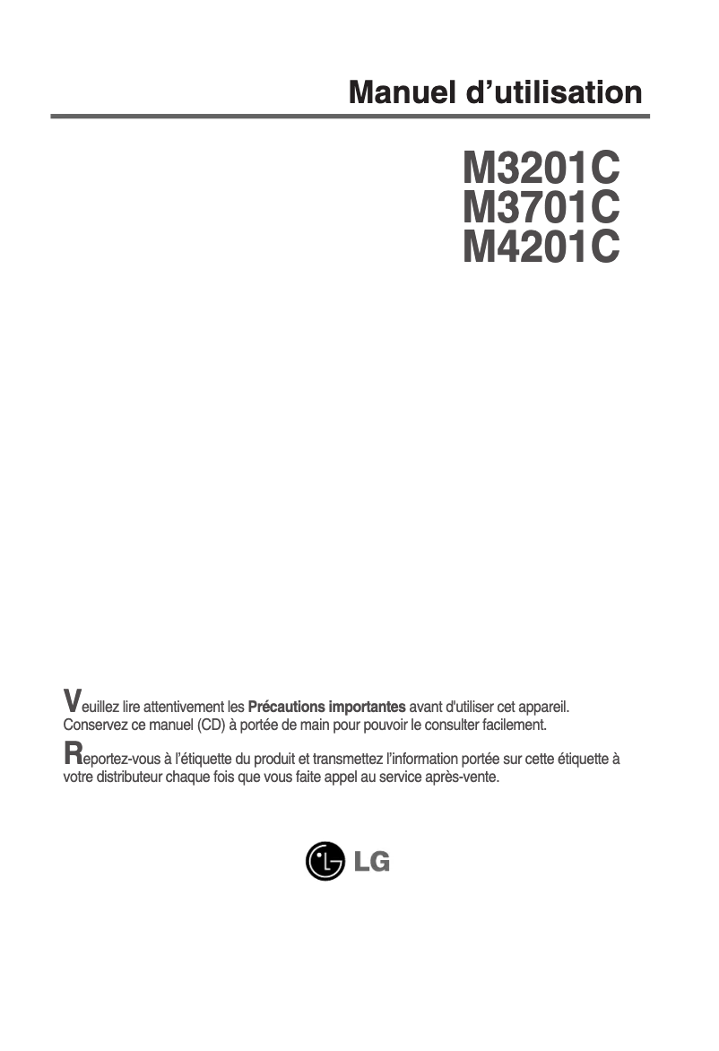 Page n°1 - Manuel utilisateur LG M3201C