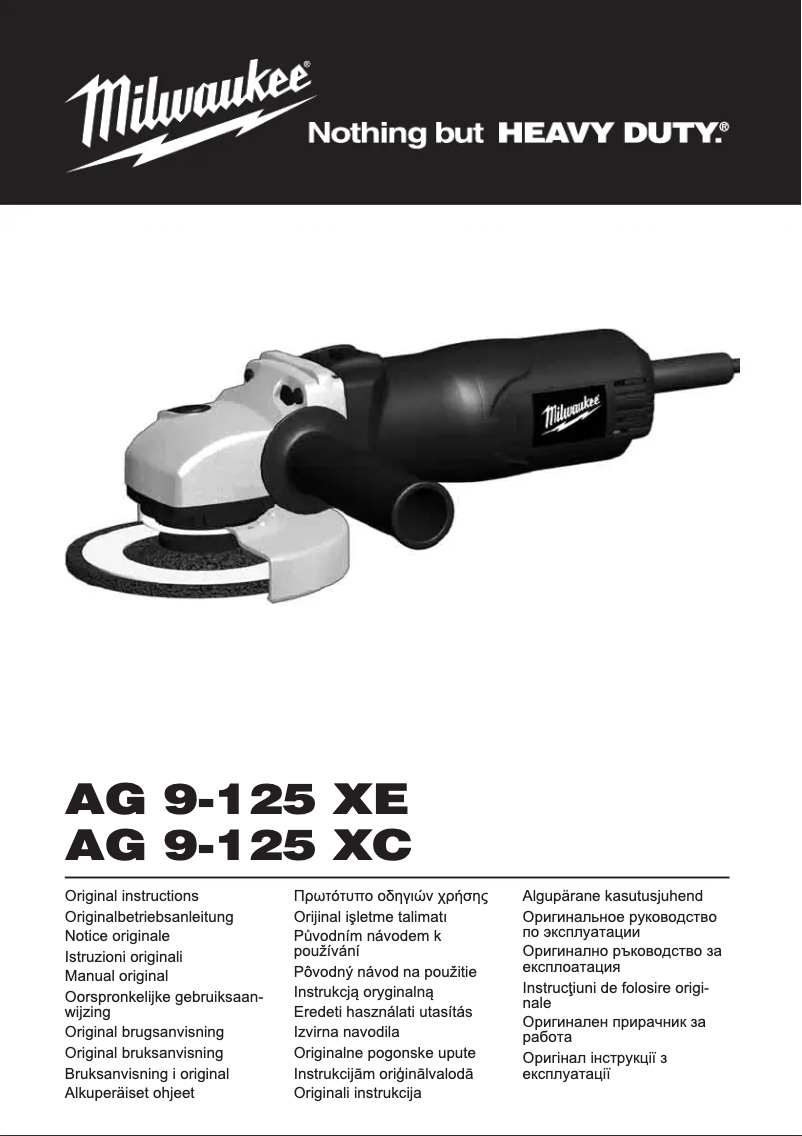 Page n°1 - Manuel utilisateur Milwaukee AG 9-125 XC